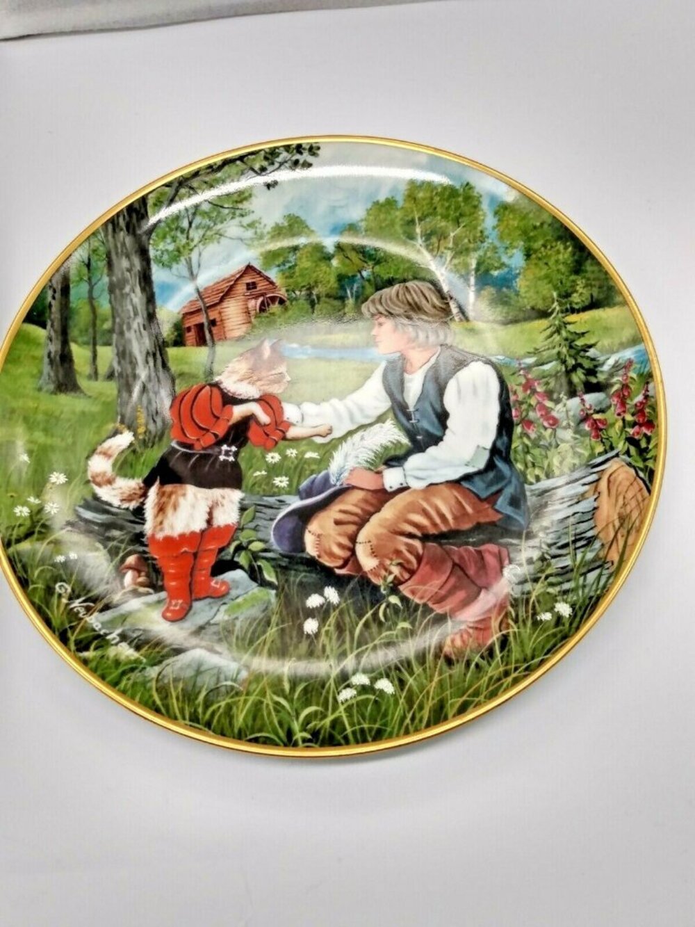Kaiser Porcelain W. Germany Collector Plate 8 " Pussin Boots Gerda Neubacher
